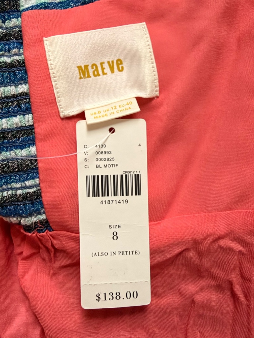Maeve Anthropologie Blue Plaid Gingham One Shoulder Midi Dress Size 8 NWT - Picture 9 of 9
